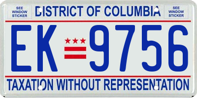 DC license plate EK9756