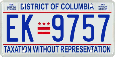 DC license plate EK9757