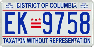 DC license plate EK9758