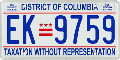 DC license plate EK9759