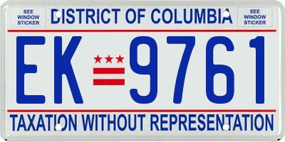 DC license plate EK9761