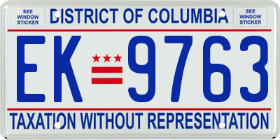 DC license plate EK9763