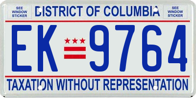 DC license plate EK9764