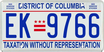 DC license plate EK9766