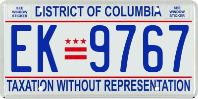 DC license plate EK9767