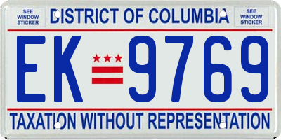 DC license plate EK9769