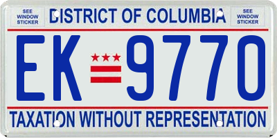 DC license plate EK9770