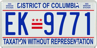 DC license plate EK9771