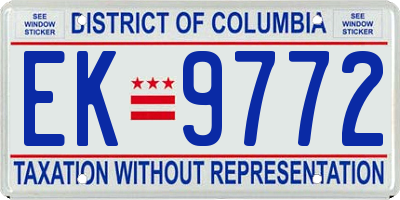 DC license plate EK9772