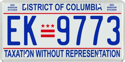 DC license plate EK9773