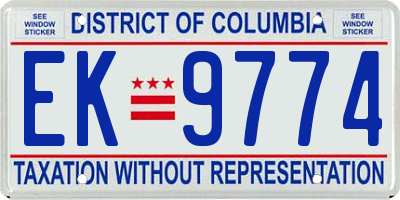 DC license plate EK9774