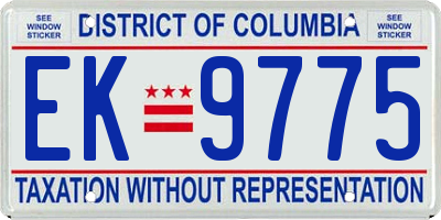 DC license plate EK9775