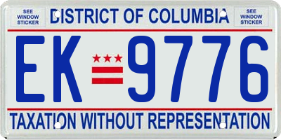 DC license plate EK9776