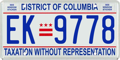 DC license plate EK9778