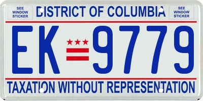 DC license plate EK9779