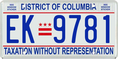 DC license plate EK9781