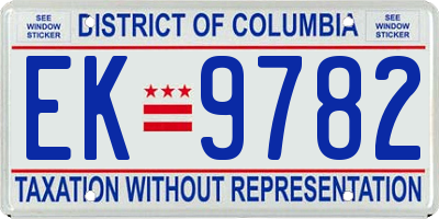 DC license plate EK9782