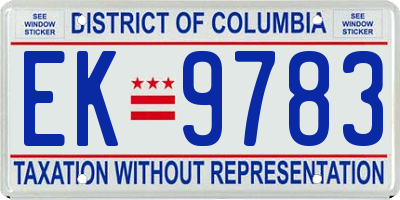 DC license plate EK9783