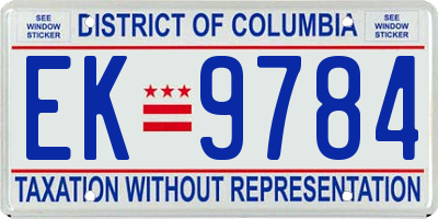 DC license plate EK9784