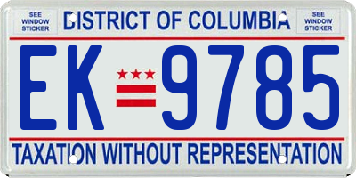 DC license plate EK9785