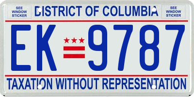 DC license plate EK9787