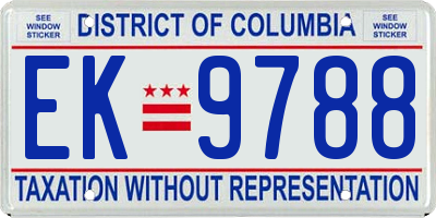 DC license plate EK9788