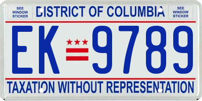 DC license plate EK9789