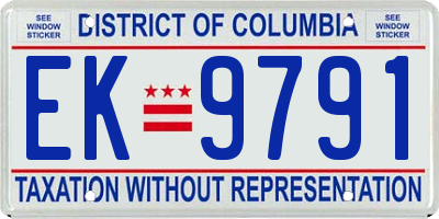 DC license plate EK9791