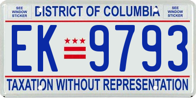 DC license plate EK9793