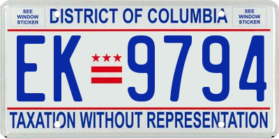 DC license plate EK9794