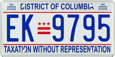 DC license plate EK9795