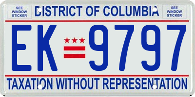 DC license plate EK9797