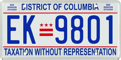 DC license plate EK9801