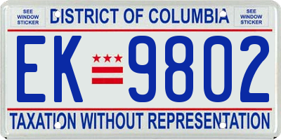 DC license plate EK9802