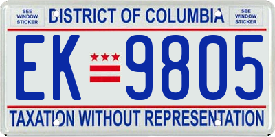 DC license plate EK9805