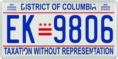 DC license plate EK9806