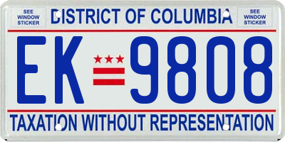 DC license plate EK9808