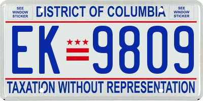 DC license plate EK9809