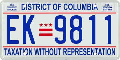 DC license plate EK9811