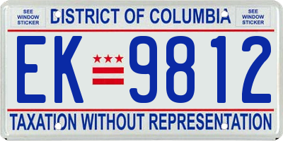 DC license plate EK9812