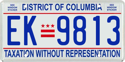 DC license plate EK9813