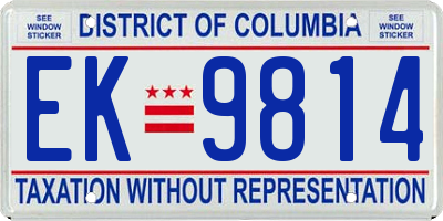 DC license plate EK9814