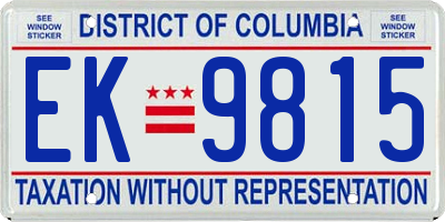 DC license plate EK9815