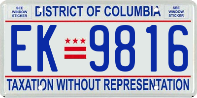 DC license plate EK9816