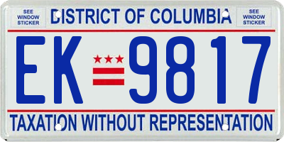 DC license plate EK9817