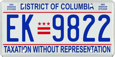 DC license plate EK9822