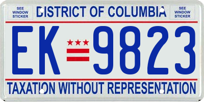 DC license plate EK9823