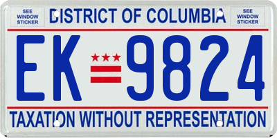 DC license plate EK9824