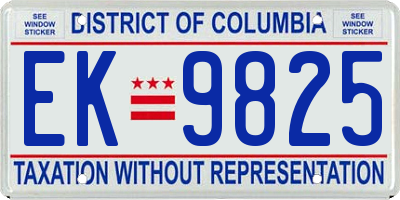 DC license plate EK9825