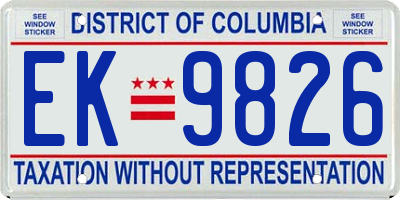 DC license plate EK9826